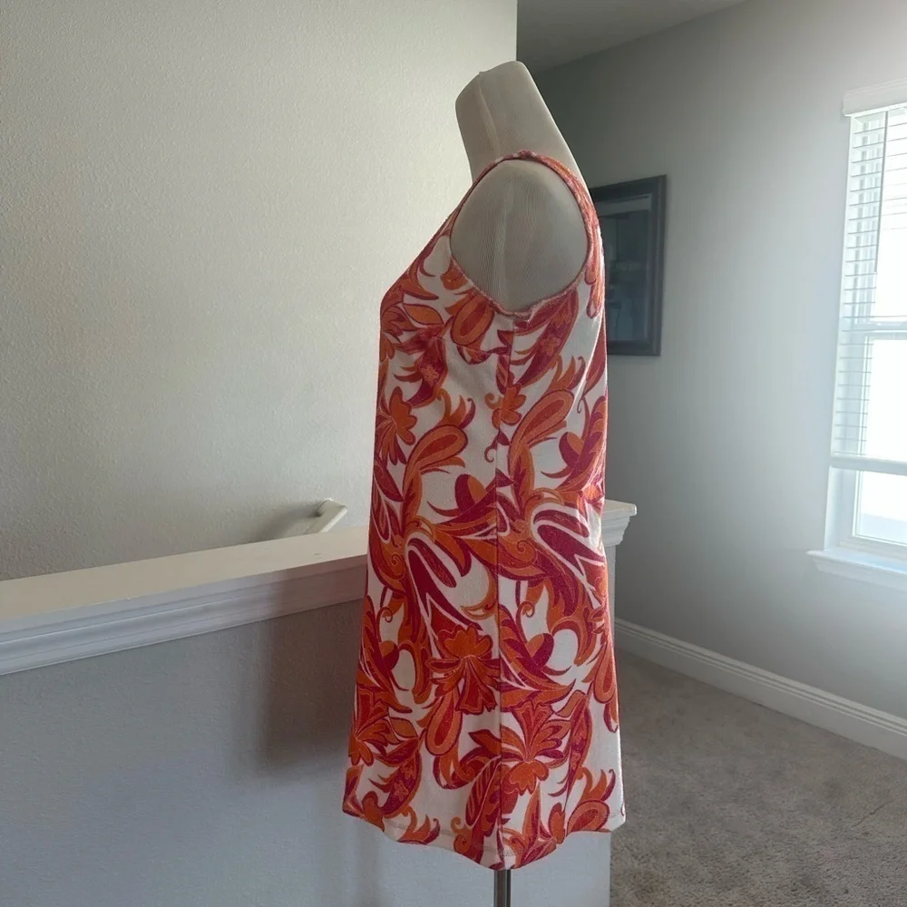 Boston Proper Terrycloth Dress Scoop Neck Tank Tropical Orange White Size XS - Picture 5 of 8
